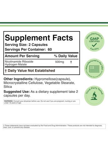 Никотинамид рибозид малат Double Wood Nicotinamide Riboside 500 мг 120 капсул Double Wood Supplements (365752687)