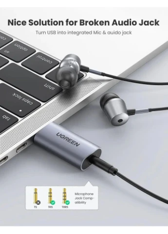 Перехідник (Звукова карта) (UGR-80864) (UGR-80864) Ugreen CM383 USB External Stereo Sound Adapter (372685720)