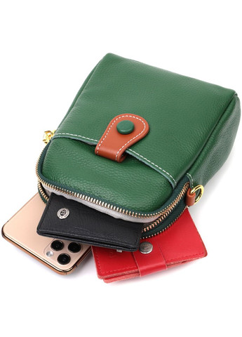 Сумка через плечо трапеция женская кожаная 22268 Зеленая Vintage (302007792)