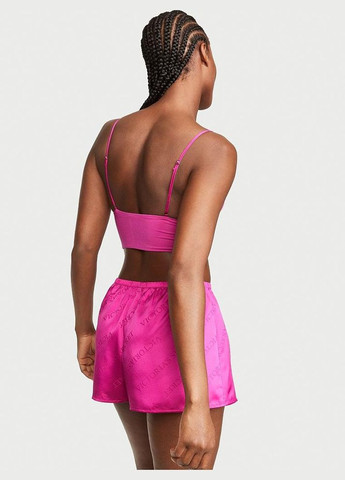 Розовая всесезон пижама модал+сатин modal cropped cami satin шортики+маечка m розовая Victoria's Secret