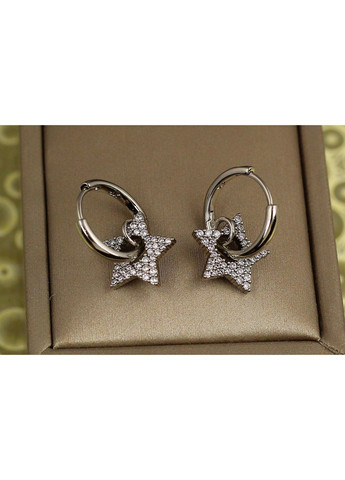 Сережки зірки з камінням 2 см сріблясті love-shopping Xuping Jewelry (354661719)