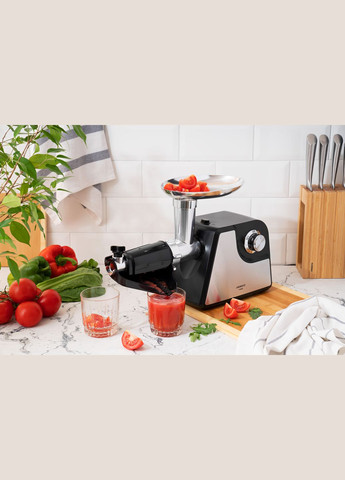 М'ясорубка, 1700Вт, 1.6кг/хв, 2 решітки, насадка для ковбас, кеббе, томатів, пластик/метал, чорно-срібний Ardesto (344558082)
