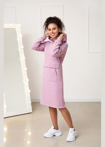 Пудровое теплое платье-худи на флисе Fashion Girl