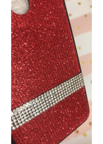 Силіконовий чохол з блискучою вставкою, прикрашений камінням, для Xiaomi Redmi Note 6 Червоний Creative (359488375)