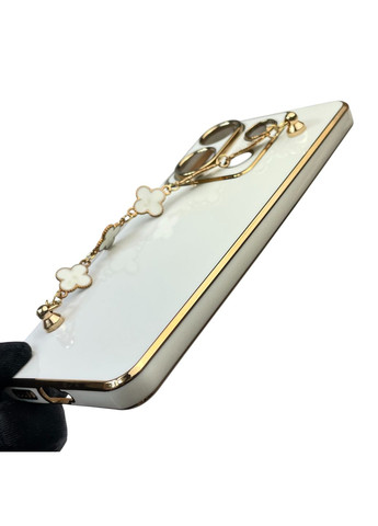 Чохол для телефона POCO X6 жіночій із ремінцем з прикрасами та золотою окантовкою на сяомі поко х6 білий gs1 Xiaomi (366230501)