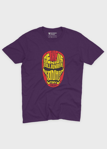 Фиолетовая демисезонная футболка для мальчика с принтом супергероя - железный человек (ts001-1-dby-006-016-003-b) Modno