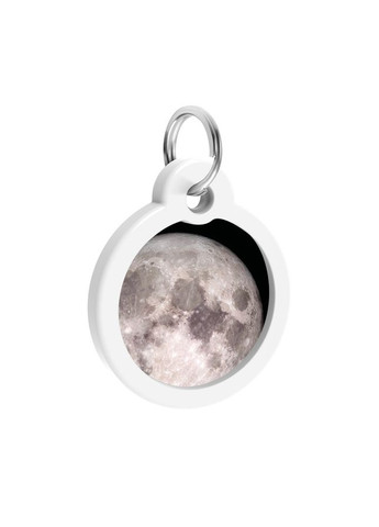 Адресник для собак и котов металлический Smart ID c QR паспортом, рисунок "Луна", круг, Д 30 мм WAUDOG (330245313)