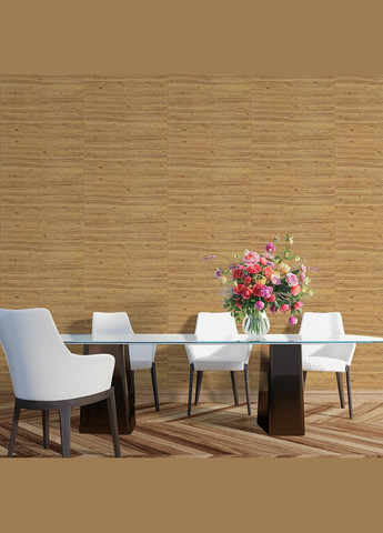 Самоклеющаяся декоративная 3D панель под дерево цвета золото 700х700х6мм (082) SW00000020 Sticker Wall (300372488)