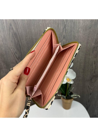 Жіночий гаманець клатч на блискавці екошкіра леопард бежевий No Brand (351536644)