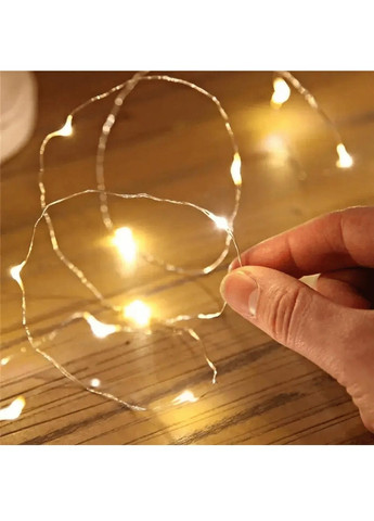 Світлодіодна гнучка внутрішня гірлянда нитка роса на ялинку з роботою від батарейок 3хАА 10 метрів (478706-Prob) Тепла біла Unbranded (308894399)