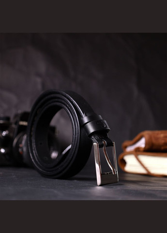 Тонкий женский ремень кожаный 11673 Черный Grande Pelle (302972339)