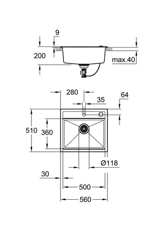 Композитная мойка для кухни K700 (31651AP0) Grohe (369933273)