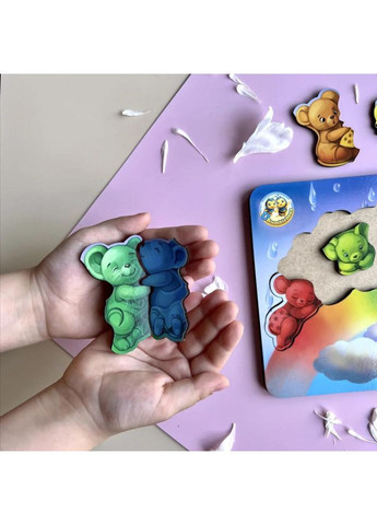 Деревянный пазл-вкладыш "Мишки" (ПСД121) PSD121 цвета радуги Ubumblebees (372494835)