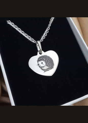 Срібний кулон серце 24х21 мм з гравіюванням їжака Подарунок для дівчини. З обох сторін. арт.68902 No Brand (316511150)