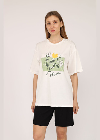 Футболка с коротким рукавом женская цвет белый CB-00277522 Crep - (334429478)