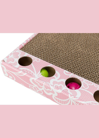 Когтеточка с двумя шариками картон 48х5х25 см Розовая (4011905480053) Trixie (329993766)