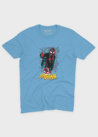 Голубая демисезонная футболка для мальчика с принтом супергероя - человек-паук (ts001-1-lbl-006-014-053-b) Modno