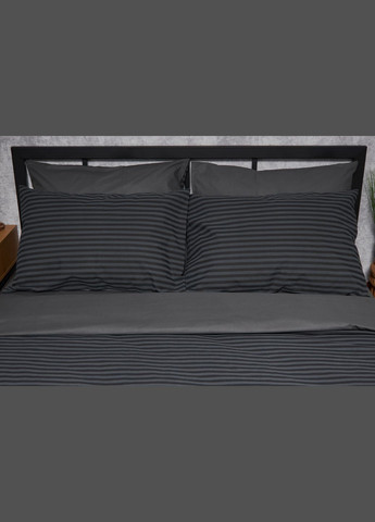 Комплект постільної білизни полуторний євро 160х220 наволочки 2х70х70 Бязь Gold Люкс (MS-820001066) Moon&Star Gray Stripe&Black (285716908)