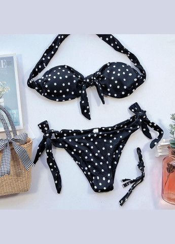 Чорний літній жіночий роздільний купальник бандо No Brand