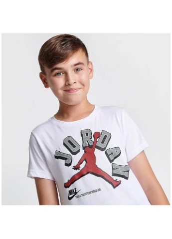 Біла демісезонна футболка дитяча s/s tee біла 85c612-001 Nike JORDAN VARISTY JUMPMAN