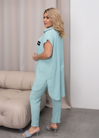 Костюм женский с рубашкой оверсайз из крепа жатки (рубашка + штаны) No Brand (356511292)