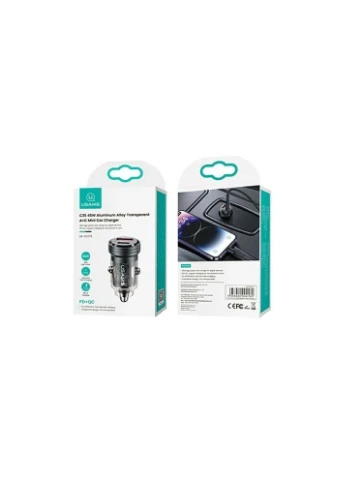 Автомобильное зарядное устройство US-CC175 45W Aluminum Alloy Transparent A+C Mini Car Charger (CC175CC01) USAMS C35 (372679271)