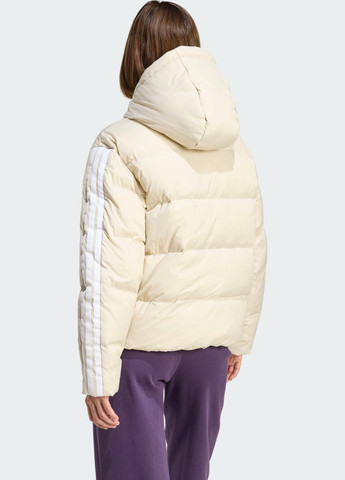 Бежева демісезонна пуховик essentials climawarm 3-stripes adidas