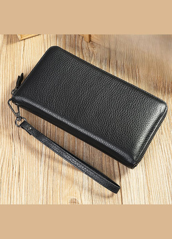 Мужской кожаный клатч с ручкой кошелек портмоне на молнии кожа черный Eton (316660123)