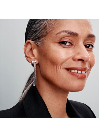 Срібні Сережки кульчики Пандора "Бант з паве" 293544C01 Kabluchka (355346909)