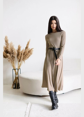 Кофейное повседневный, кэжуал платье с пышной юбкой Seventeen