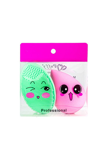 Набір для обличчя 2 в 1 Puffy спонж для макіяжу та щітка для вмивання No Brand (302722320)