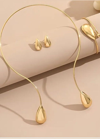 Набір біжутерії золотисте намисто, браслет і сережки, 10-748 Fashion Jewelry (341085626)