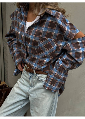 Коричневая повседневный рубашка Україна с длинным рукавом