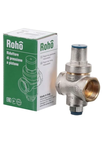 Редуктор тиску R1201-050 - 1/2" ВВ, PN16 (1-5,5 бар) поршневий, для опалення, виробництво Італія Roho (399022075)