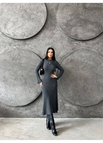 Графітова святковий стильна сукня міді з машинної в’язки ✨ заміри в описі силуетна Vione однотонна