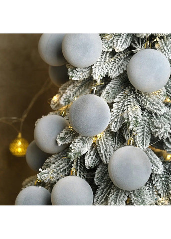 Набор новогодних шаров "Бархат" D-8см 18 шт. Подарочный набор елочных шаров на елку Серый No Brand (363830295)