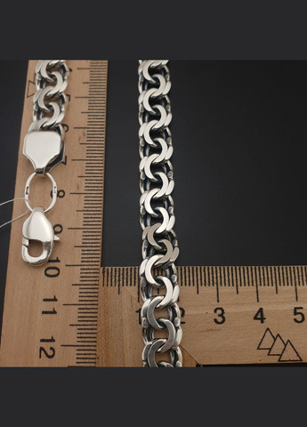 Толстая серебряная цепочка Бисмарк плоский. Мужская цепочка широкая 10 мм серебро 925. Длина 55 см ZLATO (289370601)