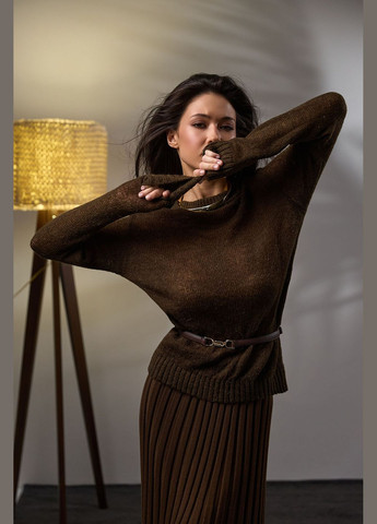 Коричневий демісезонний повітряний светр джемпер з напіввовняної пряжі джемпер Triko Bakh