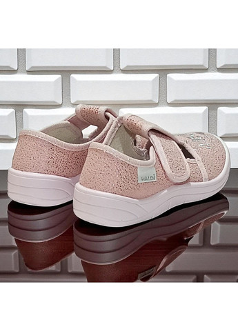 Розовые детские ортопедические для девочки сменная обувь в садик валди Waldi с вышивкой