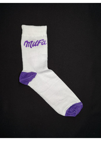 Белые высокие белые носки рубчик с принтом (364551089)