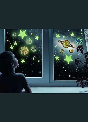 Наклейки светящиеся в темноте Планеты и 20 звезд Glow planets nova stars 00-05635 Набор люминесцентных наклеек 4M (297331980)