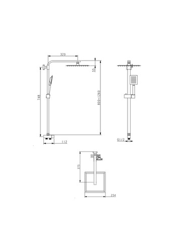 Душова стійка універсальна Kubis на два споживача LDKUB1120NKS46111 Nickel LIDZ 1120 (324250443)