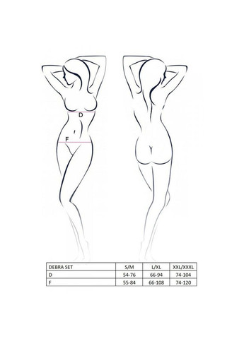 Комбінований демісезонний комплект білизни exclusive debra set s/m, black, стрепи, топ з декольте, трусики Passion