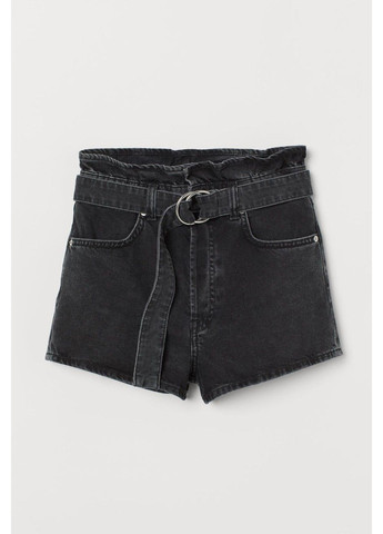 Жіночі джинсові шорти з поясом Н&М (56897) W38 Чорні H&M (290317124)