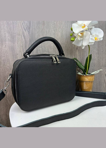 Жіноча шкіряна міні сумка каркасна чорна сумочка рептилія для жінок Eton (331770976)