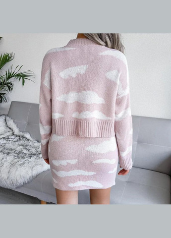 Женский комплект из двух предметов с юбкой свитер с круглым вырезом и длинными рукавами и юбка SF-2024 Розовый, M/50 Sofia (267424874)