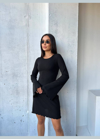 Чорна кежуал сукня міні на талії на зав’язках No Brand однотонна