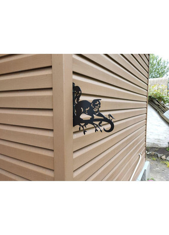 Металлический настенный держатель для кашпо Кот с птичкой из металла 2 мм — Подвесная подставка для цветов, декор балкона, дома, двора No Brand (368896421)