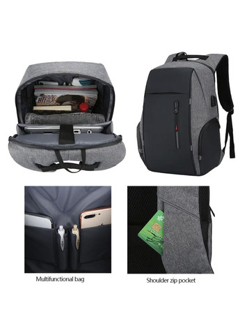 Рюкзак для ноутбука 15,6 з USB портом Сірий Monsen (278251852)