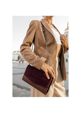 Поясная сумка женская кожаная через плечо с ремешком Элис бордовая Велюр краст BlankNote (302007732)